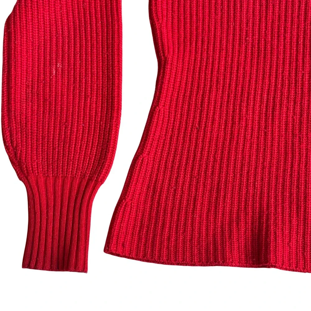 Tory Burch Red Ribbed Knit Long Sleeve Crew Neck‎ Sweater Women's size XS/TP
